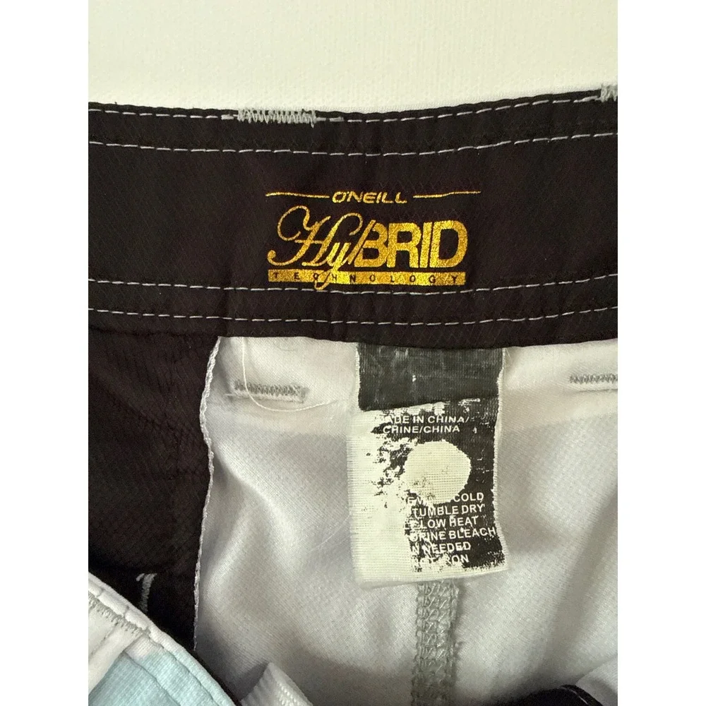 ONeill Hybrid Board Shorts Mens Grey Blue Plaid Swim Trunks 12106508P